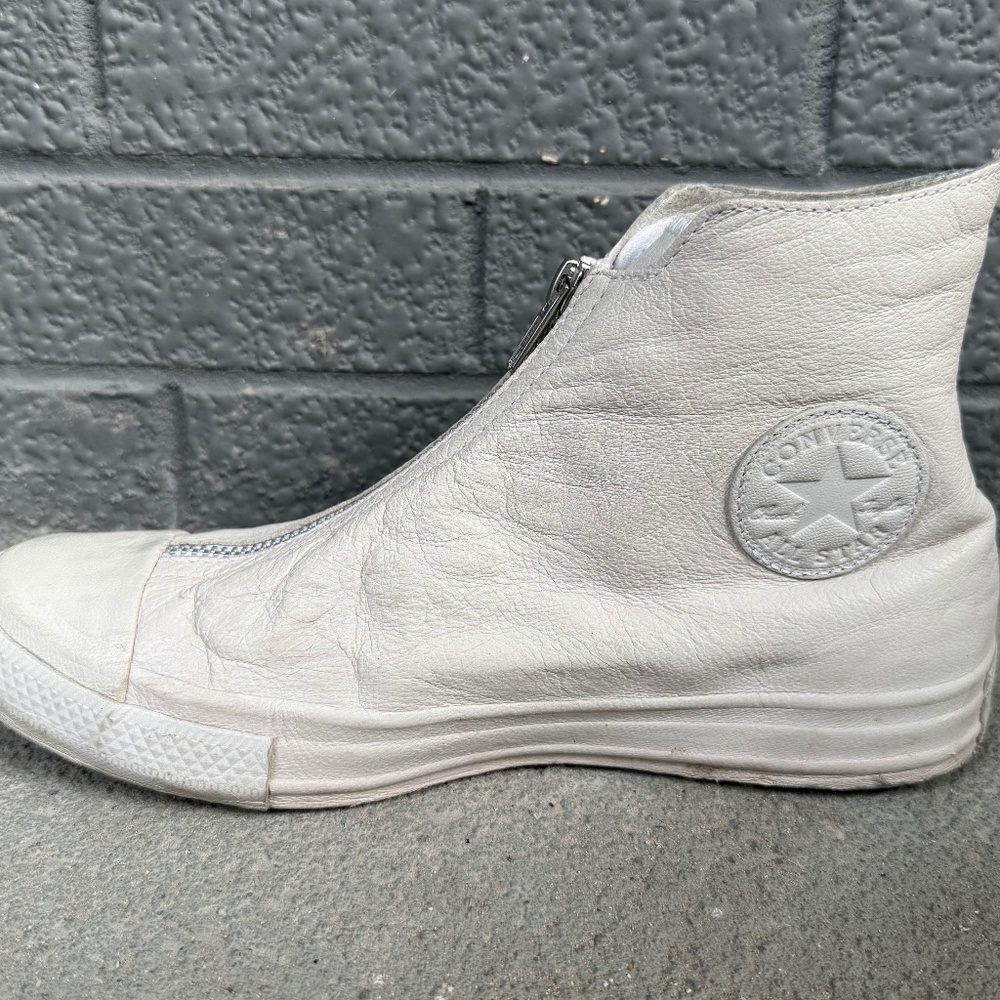 Converse x Guidi Women’s White Leather Zip-Up High-Top Sneakers